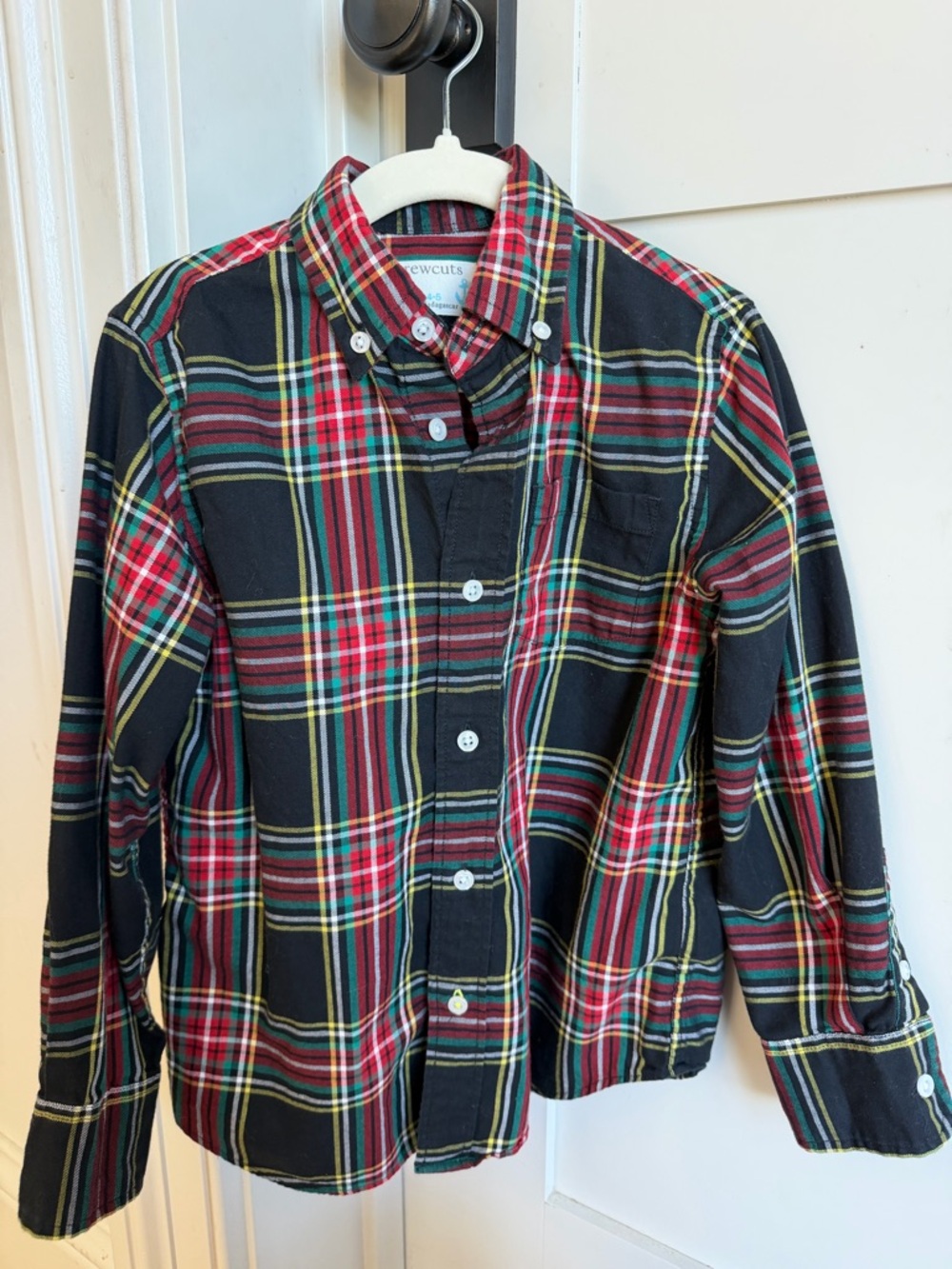 Crewcuts Red Green Black Plaid Button-Up Shirt